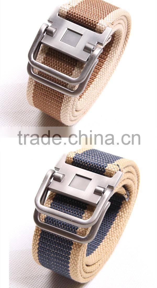 Male thickening canvas casual Men's woven belt buckle bicyclic
