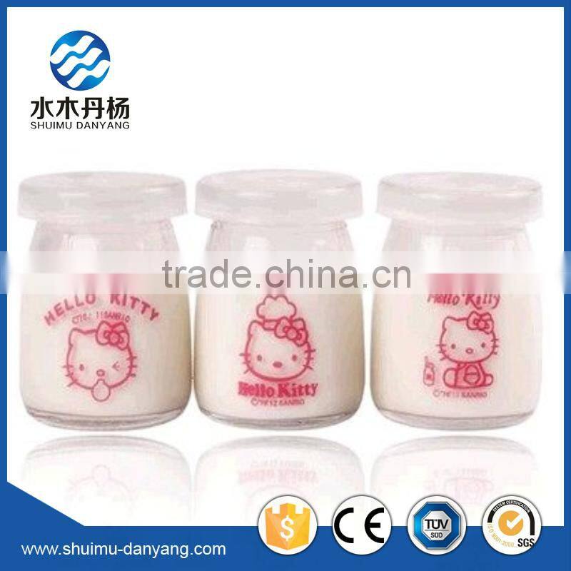 Hot selling 100ml round pudding glass bottle with plastic cap