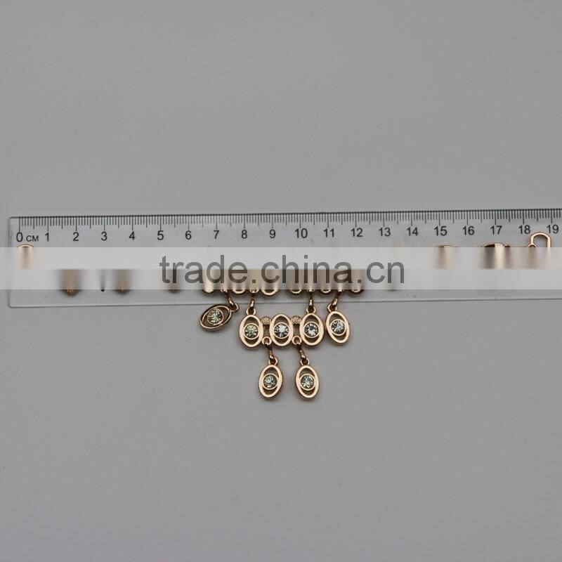 Fashion selling drop metal fancy crystal stone chain necklace for dresses