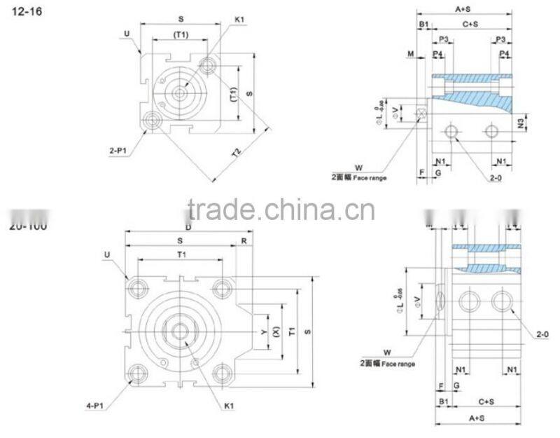 SDA Series thin type compact pneumatic cylinder