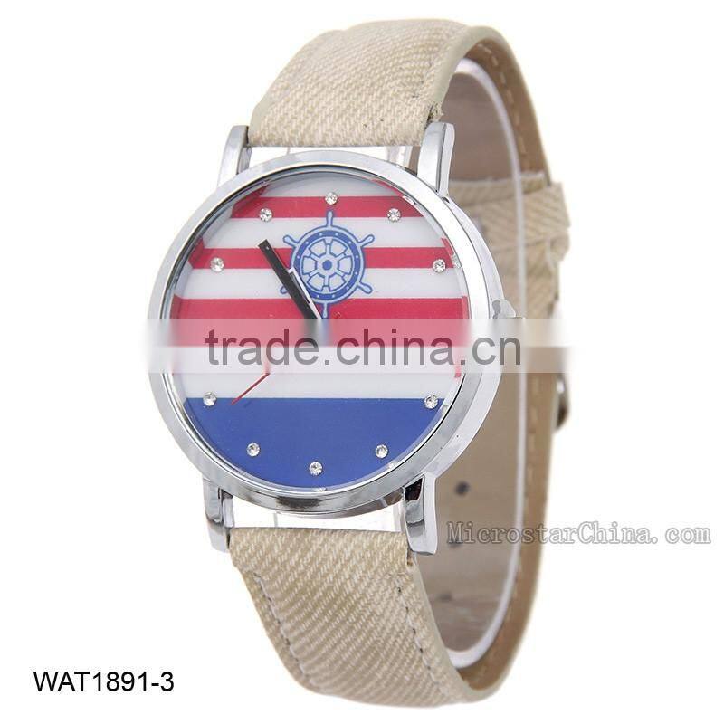2016 Navy Blue Canvas Strap Wrist Watch
