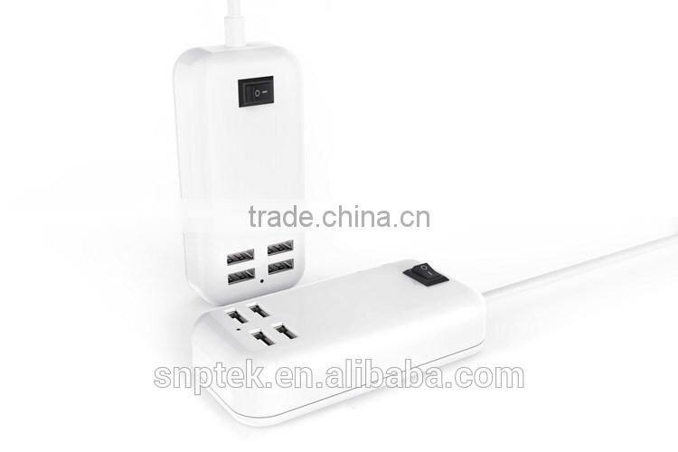 Multiple USB 4 Ports 3A Charger Quick USB desktop Charger with button swift for iPhone iPad SamsungGalaxy Pad