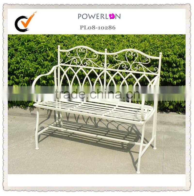 UK outdoor vintage white Lifetime Faux Metal Glider Bench iron garden bench