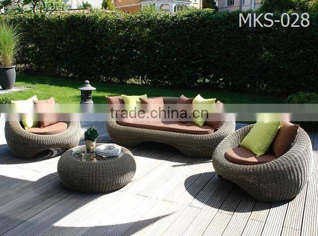 Wicker Round Rattan Garden Sofa Set Furniture- Patio Garden Aluminium PE Wicker Sofa Furniture