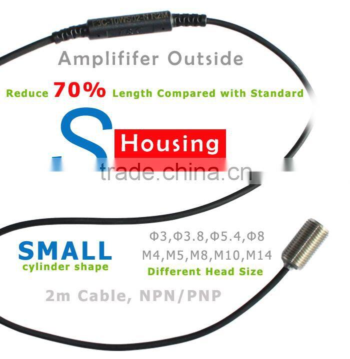 F3C-08WSQ02 Series Diameter 8mm Proximity Sensor, Amplifier Outside, Short Length Housing, 2mm Sensing Range.