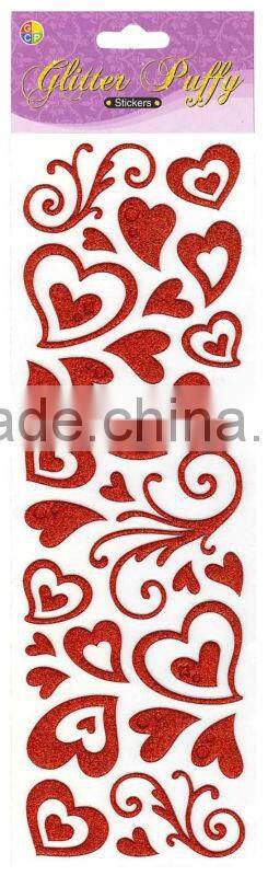 Fashional Decorative 3D Glitter Puffy Sticker For Kids