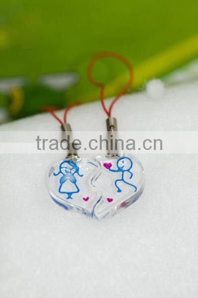 2015 Hot sale couple crystal clock pendant unisex clock pendant in 2 parts