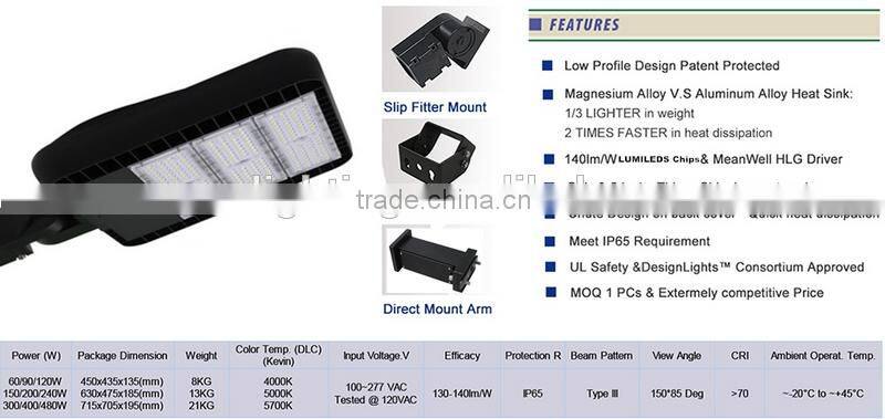 SNC New module outdoor commercial lighting led shoebox parking lot lighting DLC