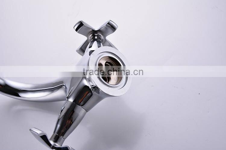 QL-0422 new design fashion polished bathroom brass bridge dual handle basin faucet