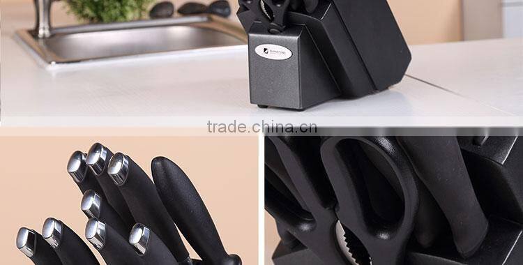 17 pcs soft touch handle kitchen knife set with wooden block