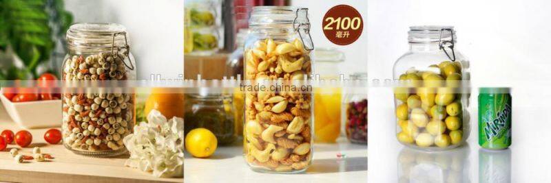 0.5L 0.7L Recycled airtight Round shape glass jar with metal clip top lid for kitchen and food