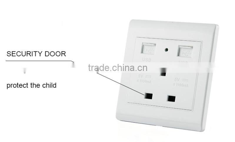 Free Sample UK Standard Double USB Charge Socket USB Outlet Port