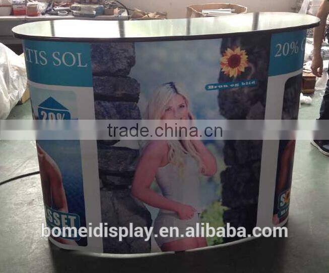 Customized metal and collapsible folding 2*2 pop up style advertising desk