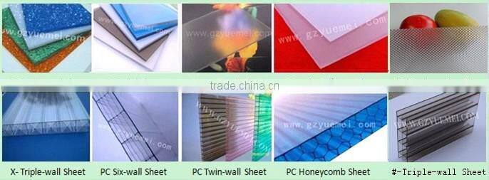 Guangzhou yuemei Grade A building material UV coated abrasive polycarbonate sheet for Chair cushion