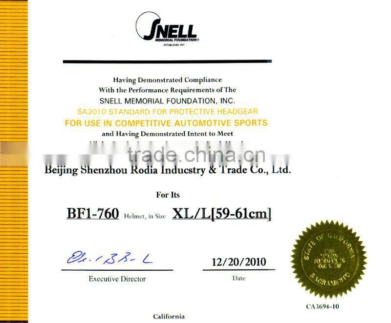 full face helmet for F1 racing with SNELL SA2010 standard