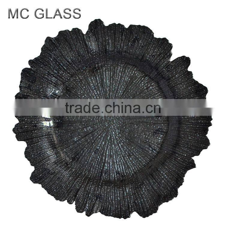 Handmade Wholesale Red Sea Sponge Glass Charger Plates for Wedding Decoration