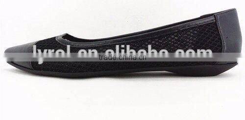 High quality latest women ballet shoes mesh material pointed pump shoes