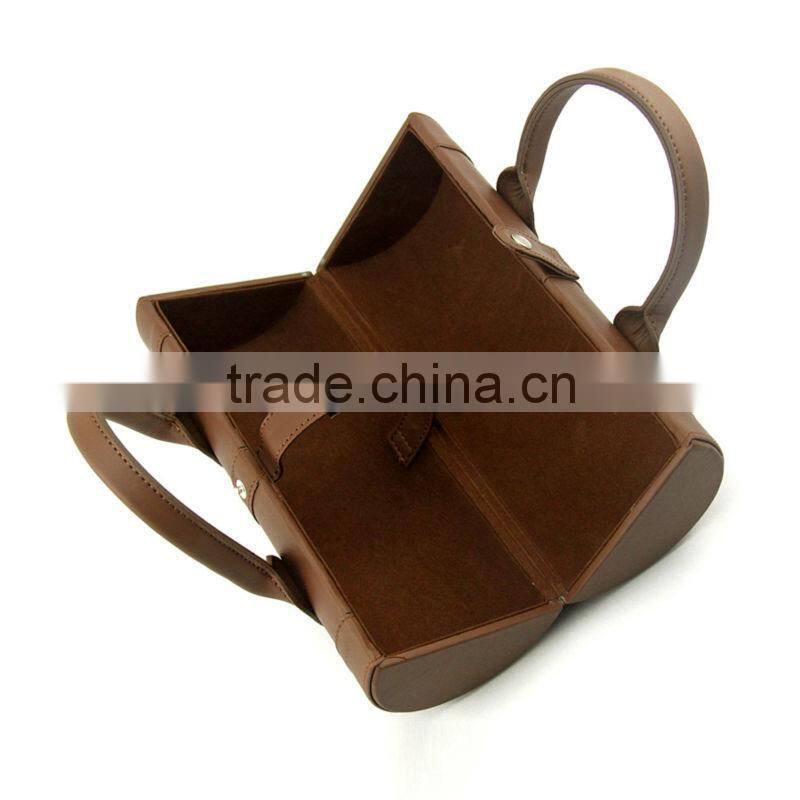 Brown new design PU leather wine bag