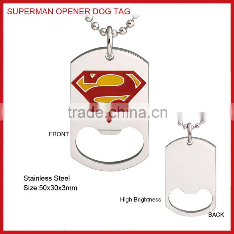 Fashion Stainless Steel Pendant Bottle Opener With Lioin Dog Tag