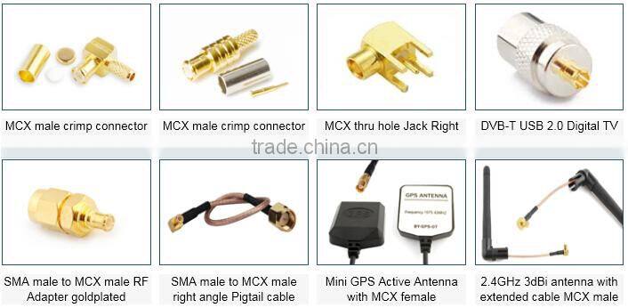 gold-plated MCX male coaxial connector for PCB mounting