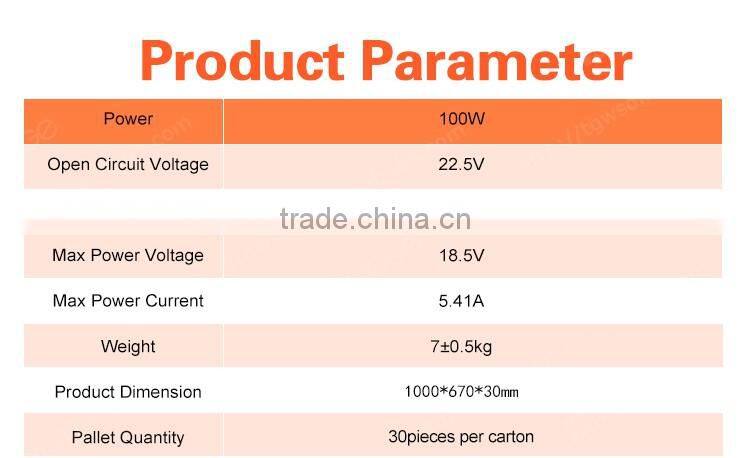 Moge aluminum profile for solar panel 18v 100wp