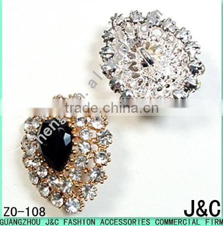 drop shaped Rhineston Zamac button