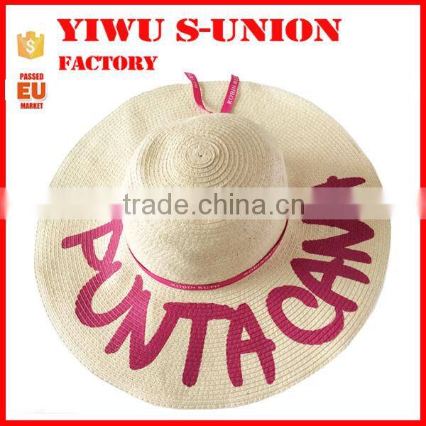 Wholesale custom printed ladies elegant summer beach sombrero big brim straw hats