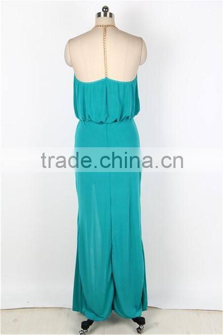 Hot Wholesale Gold Chain Halter Maxi Dress with T Back China Wholesale Dress Online