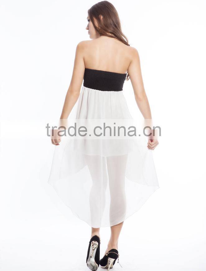 Front zipper fashion ladies off-shoulder white party dresses