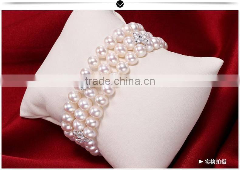 2015 newest design 3 rows pearl bracelet designs candy girls bracelet