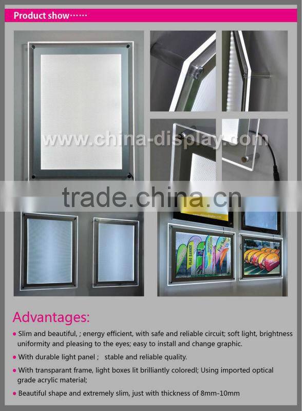 Hot sales advertising acrylic slim light box crystal solar powered led display