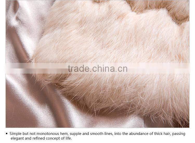 half sleeve winter long rabbit fur coats women made in China