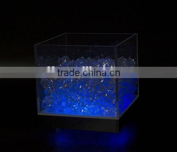 Rechargeable acrylic led ice bucket, square led beer bucket for party
