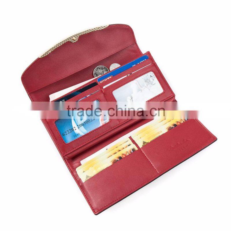 Luxury Party Hand Bag Leather Women Long Coin Purse Hand Wallet