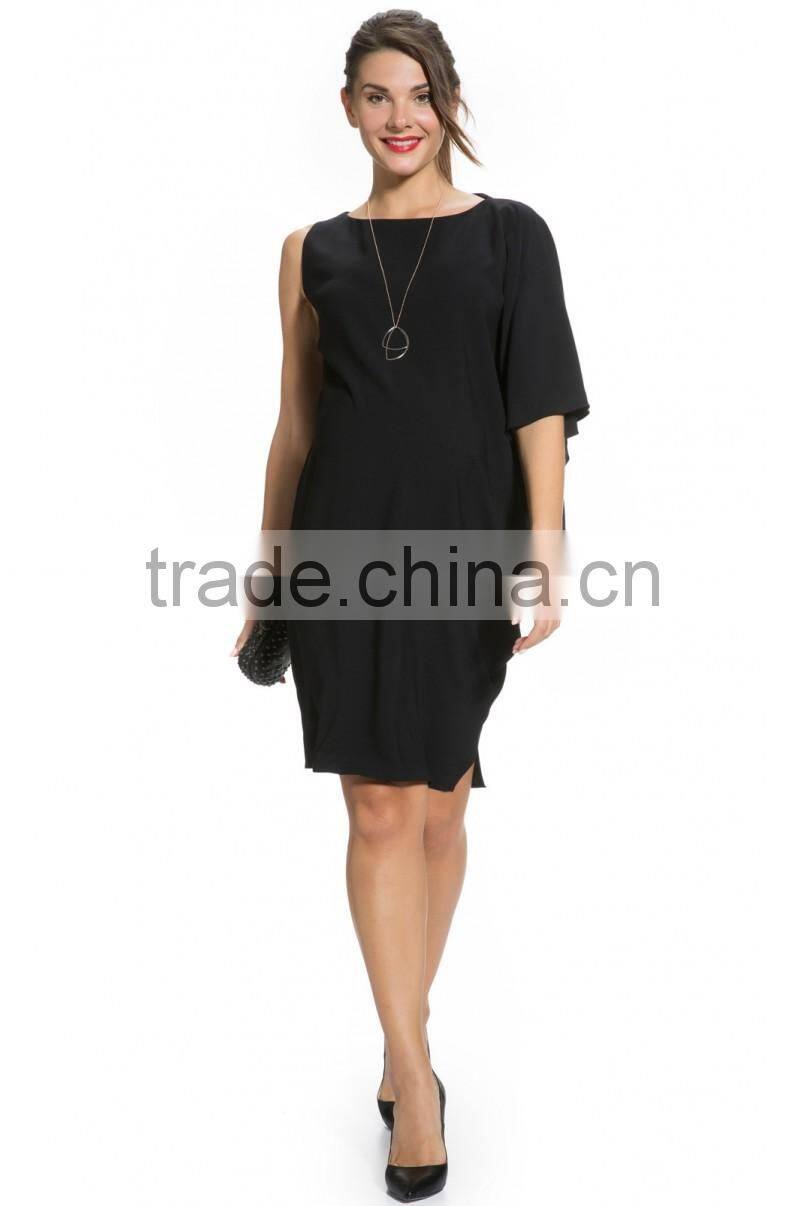 DRAPE SLEEVE MATERNITY DRESS IN BLACK maternity clothes,one shoulder maternity clothing, preganet dress