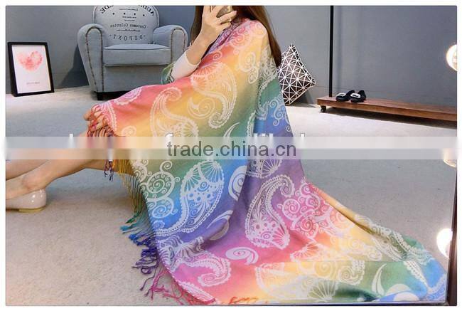 HIgh quality elegant embroidery scarf and shawl 2016