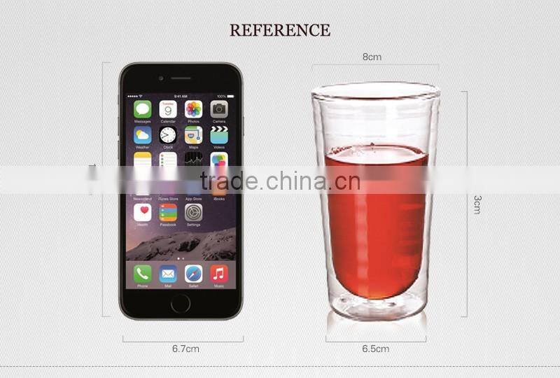 300ml handmade high borosilicate glassware double wall glass cup N6009