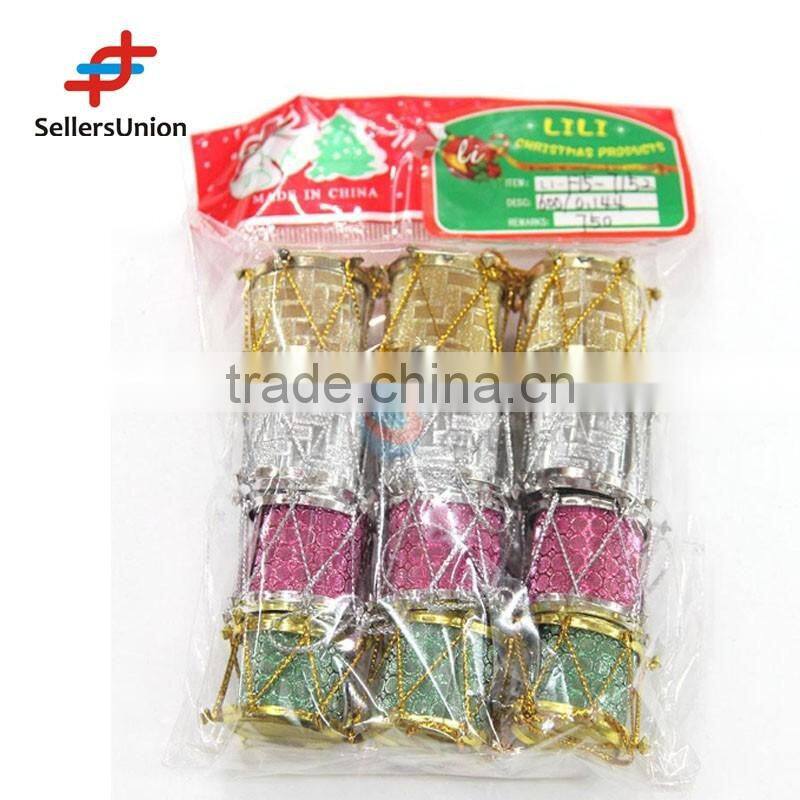 No.1 yiwu exporting commission agent wanted 12 pcs christmas tree decoration fashion colorful christmas ornament drum