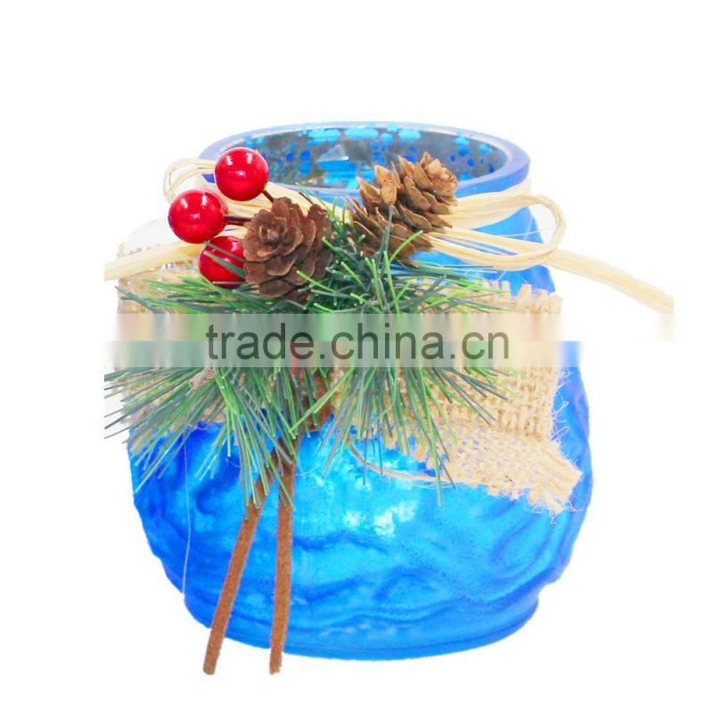 Christmas Pine Decoration Pitting glass candle jar