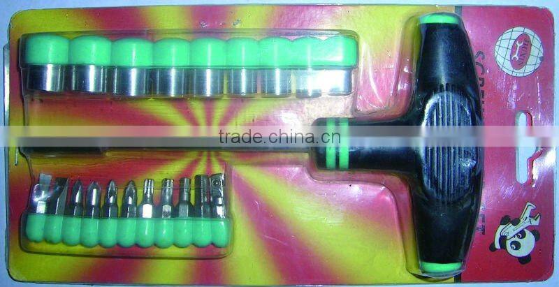 22pcs T-handle socket and bit set