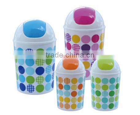 new household/office plastic round litter bin with push lid