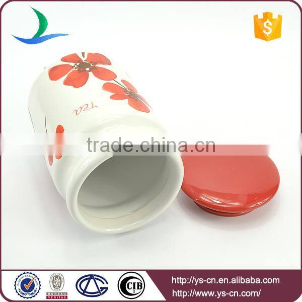 Manufacturer Ceramic Storage Containers With Red Ceramic Lid
