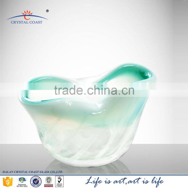 designed crown shape glass candle holder,glass decorative candle holder