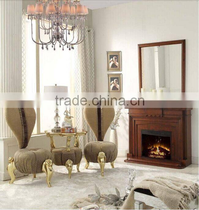 BISINI Petal Shaped Living Room Chair, European Style Solid Wood with Fabric Chair, Classic and Fancy Chair (BF01-X1197)