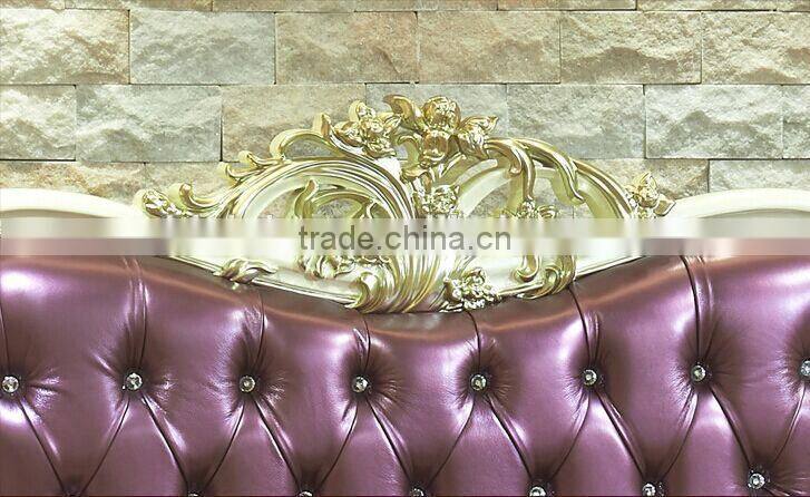 European Style Elegant Double Bed, Palace Princess Purple King Size Bed, Luxury Bedroom Furniture Set (BF01-ML028)
