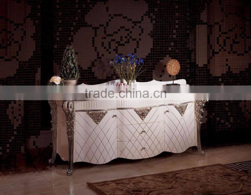 Rome Style White Color Hand Carving Bathroom Vanity, European Classical Vanitory Washing Cabinet with Double Sinks