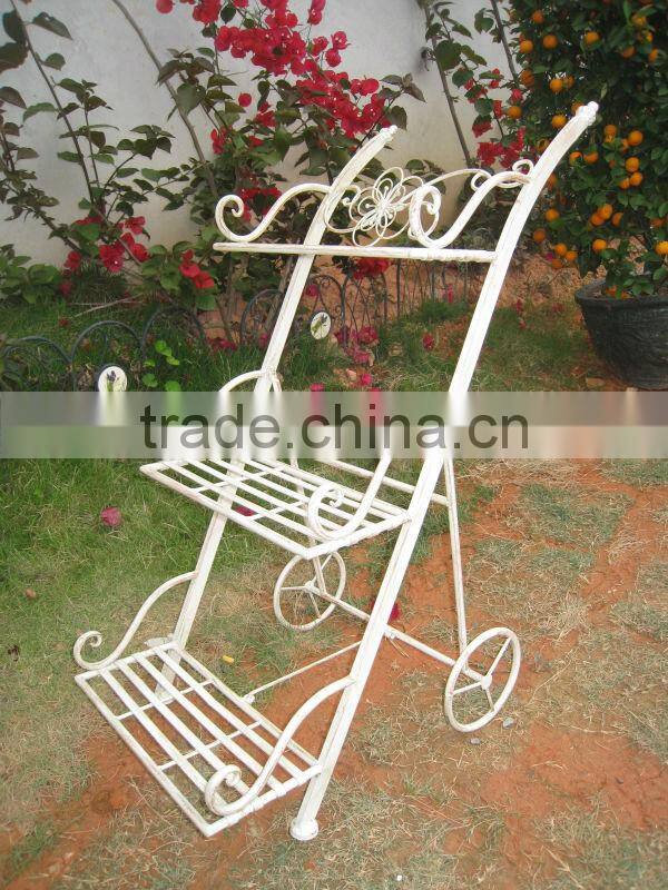 Light Weight Antique White Classical Vintage Outdoor Unit Steel Shelf