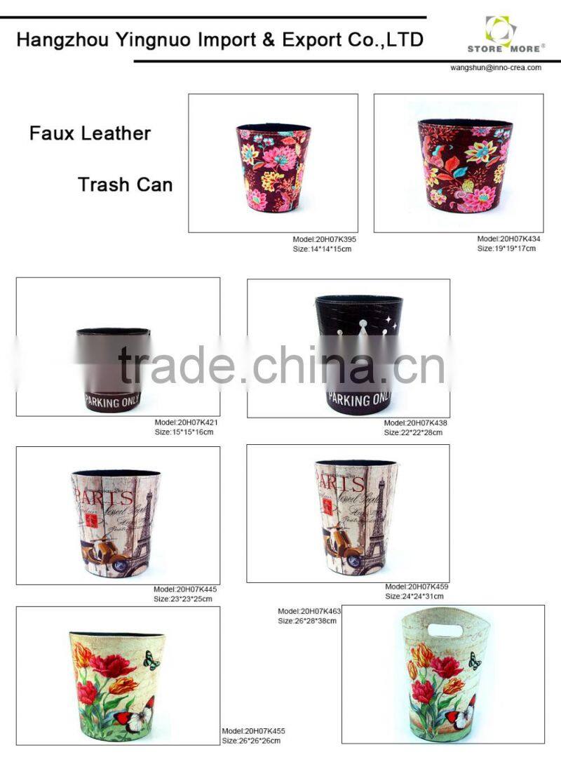 Living Room Bathroom Trash Can, Leather Trash Bin Without Lid