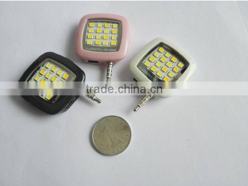 2015 Newest Wholesale portable 3.5mm Audio Jack Fill Light LED Flashlight for Mobile Phone