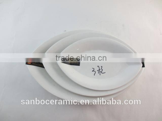 Good Quality Wholesale White Porcelain Dinner Plate Set withOlive-Shaped